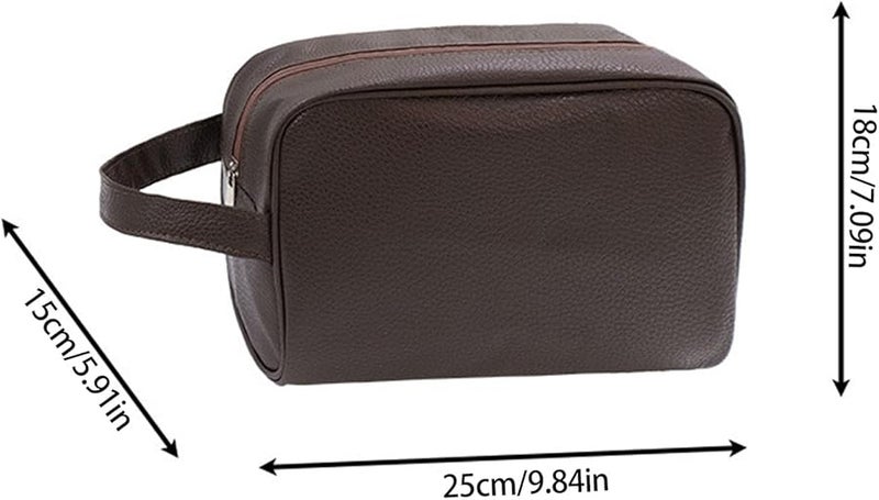 Black Sturdy Waterproof PU Mens Toiletry Bag Multiple Compartment Travel Organizer - Image 4